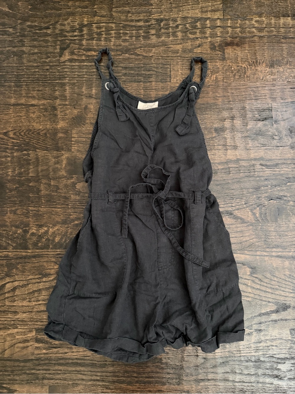 Universal Thread Charcoal Grey Linen Tie-Waist Romper